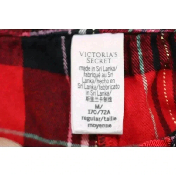 Victoria's Secret Red Plaid Pajama Pants-Size Medium-Drawstring-Pockets - Picture 4 of 7